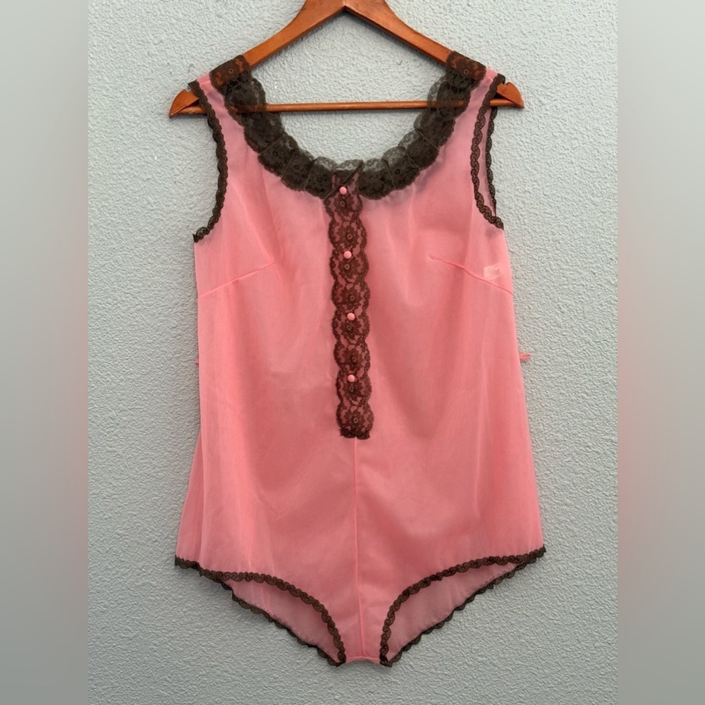 Vintage Hollywood Vassarette Teddy Size 34 Sheer Lace 1950's‎